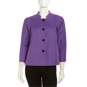 Lafayette 148 New York Women's Carmina Poplin Purple Delphinium Jacket Small